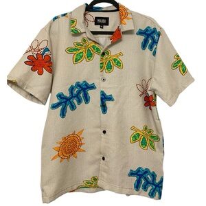 Malibu by Drill Clothing Company Medium Button Front Colorful Print Shirt